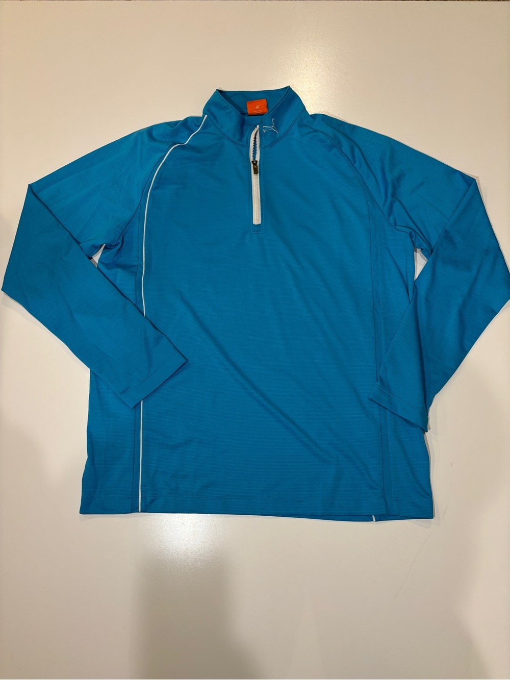 Men's Puma Teal Blue Quarter-Zip Performance Long Sleeve Pullover Dryfit Sports